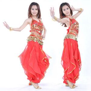 Bestdance <strong>Belly</strong> <strong>Dance</strong> Three-Piece Set Pepper Top <strong>Dance</strong> Spinner Pants Gold Coin <strong>Waist</strong> <strong>Chain</strong> Handmade <strong>Belly</strong> <strong>Dance</strong> Show Set - Product Image 2