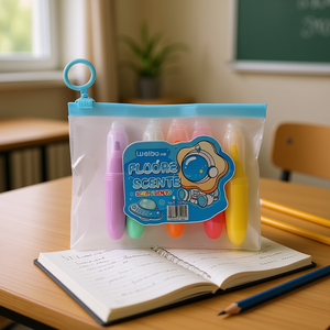 Wsiba Fluorescent Highlighters 6 Colors Normal Size Office School Markers Lamination Printing Round Tip - Product Image 2