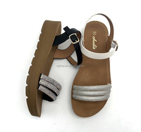 Belle conception de diamant OEM logo personnalisé Pu semelle plate été nouvelle mode sandales plates pour femme chaussures de dame chaussures femmes sandales plates