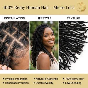 Extensiones de Cabello Virgen Brasileño Remy Kinky Curl de 4 a 24 Pulgadas, al por Mayor, con Micro Locs de <span class=keywords><strong>Dos</strong></span> Centímetros de Distancia entre Puntos, en Stock, Tipo Sister Locs - Product Image 3