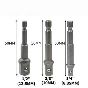 Kit d'adaptateurs hexagonaux vers carrés 1/4" 3/8" 1/2" en acier CR-V, convertisseur de douilles pour perceuse, à ressort, pour clé à chocs pneumatique - Product Image 5
