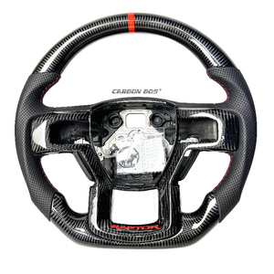 Pour Ford F150 2015-2022 Nouveaux accessoires automobiles avec volant en fibre de carbone véritable pour Ford <span class=keywords><strong>Raptor</strong></span> F150 avec cuir perforé - Product Image 1