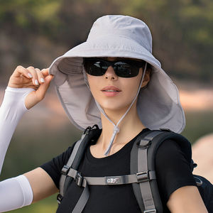 قبعة واقية من الشمس للنساء UPF مزودة بحافة واسعة وذيل حصان مثقوبة مقاس 50 + قبعة صيد مع طرف يغطى الرقبة - Product Image 2