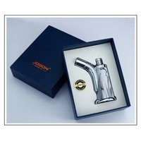 Briquet à flamme jet moderne Jobon ZB667 en métal avec fenêtre visuelle, allumeur à butane coupe-vent pour cigares et bande de moxibustion