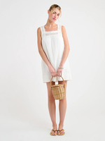 Robe élégante blanche à col carré sans manches pour femme, coupe ample et ajustée, simple et polyvalente, idéale pour les vacances, mini-robe droite