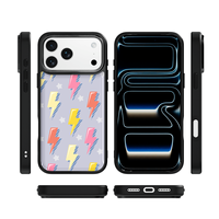 Coque de téléphone AG Feeling Black Edge avec motif éclair doré pour iPhone 17, 17 Pro Max, 16 Pro, 15 – Coque magnétique
