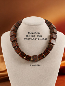 Nuova Collezione Autunnale: Collana con Perline in Acrilico Stampa Leopardata, Perle Geometriche Quadrate, Rotonde e a Cuore, Collane Impermeabili per Donne - Product Image 5
