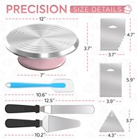 Ensemble de 7 douilles de décoration en alliage d'aluminium, support rotatif rose de 12 pouces, spatules et racloirs, non toxiques, résistants à la chaleur, écologiques, manuels