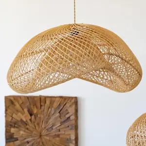Rattan Lampshade Bamboo Product Craft Straw Woven Handicraft Lamp Shade Cover Best Seller Modern for Living Room Home Decoration