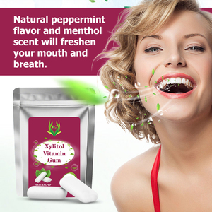 OEM ODM Gommes vitaminées au Xylitol Menthe poivrée naturelle Ginseng Caféine Vitamine B 100% Xylitol Faible teneur en sucre Vitamines Booster d'énergie - Product Image 4