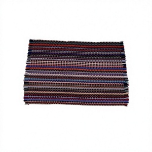 Tapis de sol rectangulaire à poils plats antidérapant en coton kilim à rayures pour salon MNJ 01623 - Product Image 1