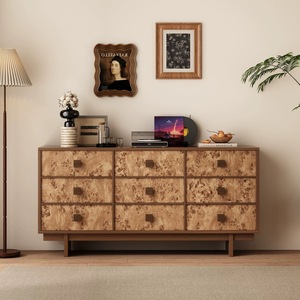 Buffet d'appoint vintage en contreplaqué avec placage de bois technique de qualité supérieure, meuble de rangement pour salon et chambre - Product Image 2