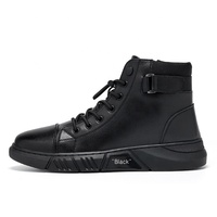 Chaussures pour hommes à bas prix, non en cuir, pointures 39-44, bottes décontractées noires à tige haute pour hommes, grandes tailles