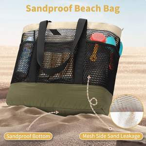 Realvel malha praia saco com <span class=keywords><strong>6</strong></span> bolsos dobrável areia controle malha sacola para férias Essentials, leve nadar piscina Tote - Product Image 3