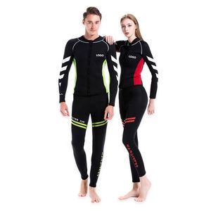 Due pezzi 3Mm costume da bagno Modulare da sub da uomo e donna 2 pezzi pietra calcarea con Zip anteriore in Neoprene costume da surf - Product Image 1
