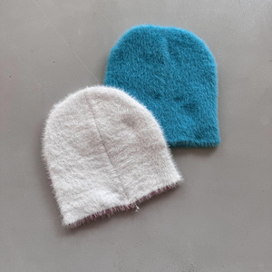 Haute qualité en gros Logo personnalisé femmes chaud Y2K Beanie chapeaux floue Mohair bonnets pour l'hiver tricoté lettre crâne casquette - Product Image 6