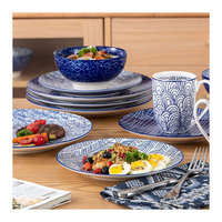 Ensemble d'assiettes à dîner en porcelaine moderne en gros, forme ronde, pour la vaisselle et les décorations de fête
