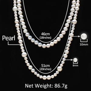 Shell Pearl Beaded Chain <strong>Long</strong> <strong>Necklace</strong> Hanging Iced Out Stainless Steel Cross Charms Rapper Jewelries - Product Image 6