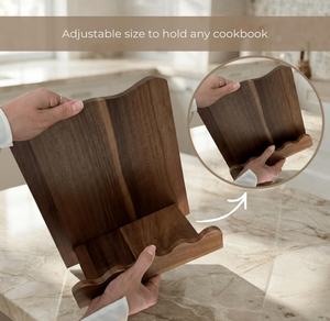 Porte-livres décoratif unique <span class=keywords><strong>de</strong></span> haute qualité en bois d'acacia massif à bords festonnés, support pour <span class=keywords><strong>livre</strong></span> <span class=keywords><strong>de</strong></span> <span class=keywords><strong>cuisine</strong></span> en bois pour comptoir <span class=keywords><strong>de</strong></span> <span class=keywords><strong>cuisine</strong></span> - Product Image 3