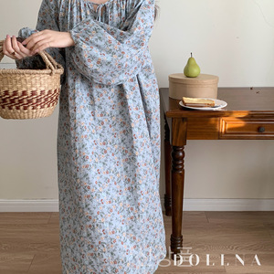 Pigiama floreale morbido traspirante da donna comodo abbigliamento quotidiano per la casa con gonna da notte tintura reattiva per uso primaverile - Product Image 3