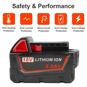 6000mAh 18V Li-ion có thể sạc lại pin 9Ah 18V Pin lithium ion công cụ điện cho milwaukees Pin M18 công cụ điện