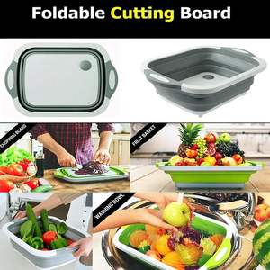 Planche à découper pliante multifonctionnelle, accessoires de cuisine, évier, bac à légumes, panier de drainage en caoutchouc de silicone - Product Image 3
