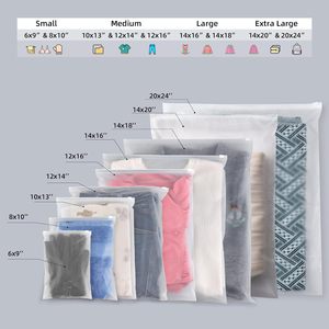 Sacs en plastique givrés à fermeture éclair, personnalisables avec logo, en poly CPE mat recyclable, pour vêtements, vente en gros à prix d'usine, grand stock - Product Image 3