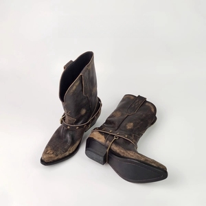 <span class=keywords><strong>Stivali</strong></span> da Cowboy Western Retrò Effetto Invecchiato per <span class=keywords><strong>Donna</strong></span>, Nuovi <span class=keywords><strong>Stivali</strong></span> Autunno-Inverno in Vera Pelle Marrone con Punta Affusolata - Product Image 4