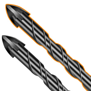 مثاقب بلاط كربيدية متقاطعة سداسية الشكل 3-12 مم، 6 مم و8 مم، لفتح الثقوب في الزجاج والسيراميك والخرسانة والطوب بأربع شفرات للحفر السريع - Product Image 3