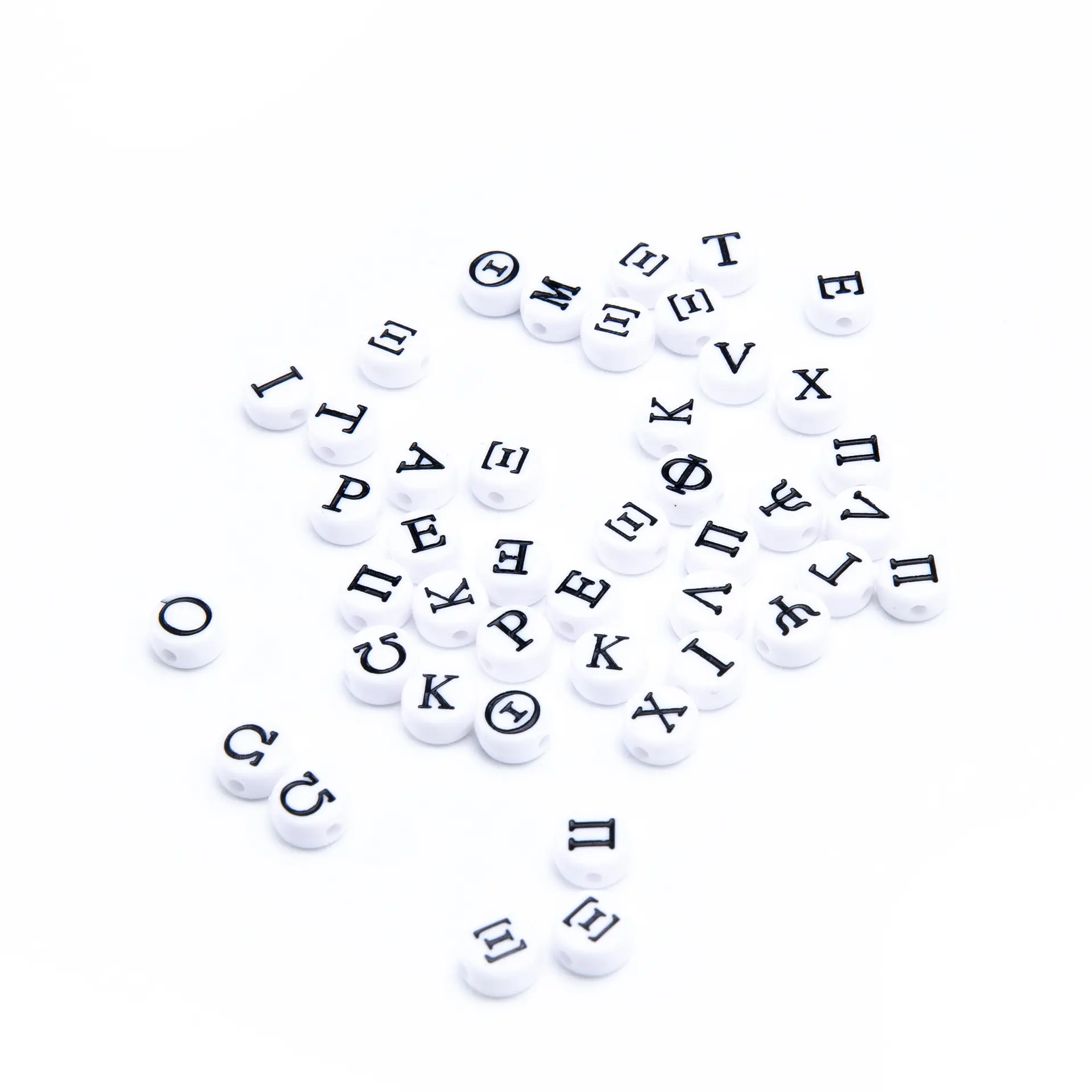 3600 Stuks Wit Met Zwart Acryl Letter Kralen Grieks Alfabet Munt Kralen Voor Diy Handgemaakte Sieraden Maken