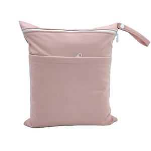 Seyahat için çift cep ıslak çanta depolama bezi Bikini 30x36 CM düz renk Polyester yıkanabilir su geçirmez bezi islak kuru çanta - Product Image 1