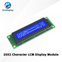 شاشة LCD عالية الجودة JXD2002A-IIC STN زرقاء سالبة بواجهة IIC/I2C مع إضاءة خلفية، وحدة عرض نقطية 20*2