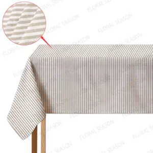 Yarn Dyed Polyester Cotton Washable Table Cloth With Checker And Stripe For Dinning Room Restaurant Waterproof