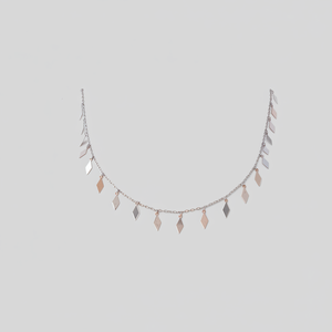 Rose Gold P.925K Sterling <b>Silver</b> Design Minimalist <b>Choker</b> Drop Necklace - Product Image 2