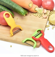 Originele Groente Fruit Dunschiller Koolstofstaal Mes 3 Pak Rood/Groen/Geel