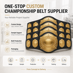 Cintura del Campionato di <span class=keywords><strong>Fantasy</strong></span> Football Personalizzata con Logo della Squadra, Finitura Dorata, Premio Campione in Pelle, Produttore - Product Image 3