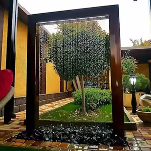 Corten Stainless Steel Outdoor Water Fountain <b>Garden</b> <b>Waterfall</b> Rain Curtain - Product Image 3