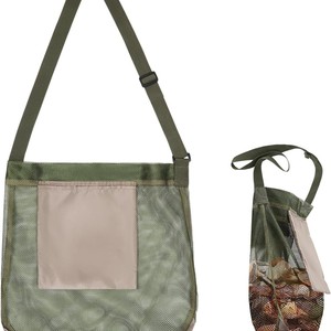 Bolsa para recolección de hongos, de malla verde oliva, portátil, con bolsillo para uso en exteriores - Product Image 3