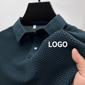 T-shirt Business Casual da uomo di fascia alta da uomo 180 grammi di seta di ghiaccio manica corta in maglia <span class=keywords><strong>sottile</strong></span> traspirante tinta unita - Product Image 5