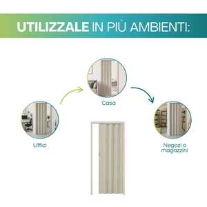 Porta Pieghevole Moderna in PVC con Venature in Rilievo 215x84 Cm Spessore 3 Cm Maniglia Inclusa - Product Image 4