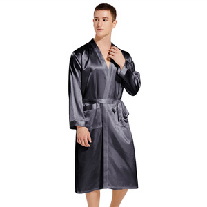 2025 nuova camicia da notte da casa in seta sottile taglie forti, lunga e traspirante da uomo, pigiami da notte per la casa - Product Image 2