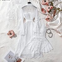 Peignoir de Nuit Femme Sexy et Romantique, Style Européen et Américain, Confortable, Transparent, Séduisant, en Dentelle