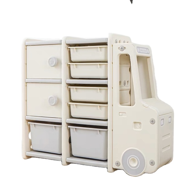 New Type Multi-functional 3 Layers Cute White Car Kids Toy Rack Storage Kindergarten Child Cabinet