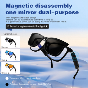 Gafas Inteligentes Bluetooth de Doble Escena con Protección Anti-Luz Azul, Magnéticas Desmontables para Interiores y Exteriores, Polarizadas, con Protección UV, Táctiles, para Llamadas y Carga Magnética - Product Image 2