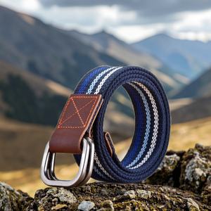 เข็มขัดยีนส์สไตล์เรโทรสำหรับผู้หญิงและผู้ชาย ผ้าแคนวาสสำหรับกีฬากลางแจ้ง ดีไซน์ทันสมัย พร้อมห่วงคู่รับแรงกดสูง ใช้ได้หลากหลายแบบ - Product Image 1