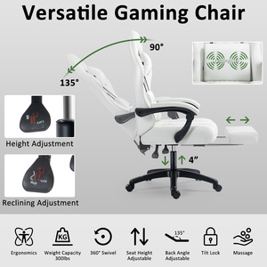 Fauteuil de <span class=keywords><strong>bureau</strong></span> inclinable pivotant en cuir à dossier haut, personnalisé, pour le gaming, avec repose-pieds, vente en gros - Product Image 6