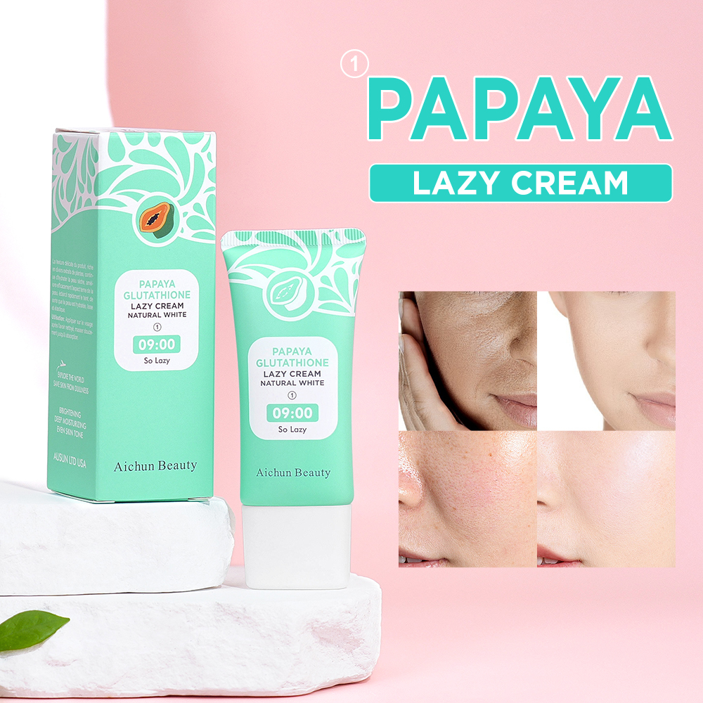 Aichun Papaya Lazy Cream Sea Buckthorn Glutathione Easy to Use Brightening Deep Moisturizing Even Skin Tone Face Beauty Cream