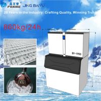 Máquina de Hielo en Cubos Comercial de 650 kg/860 kg, Totalmente Automática, de Acero Inoxidable SUS304, para Restaurantes de Mariscos y Mercados de Pescado