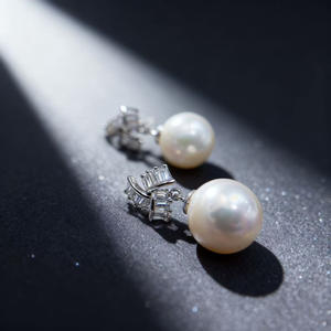 22698DIY Accessoires en perles Argent S925 Support vide pour boucles d'oreilles en argent doré Bijoux Boucles d'oreilles avec perles rondes de 9-13 mm - Product Image 3