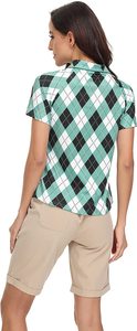 Camisa polo feminina, camisa polo de manga curta estampada - Product Image 5